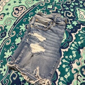 American Eagle Outfitters Light Blue Distressed Jean Shorts